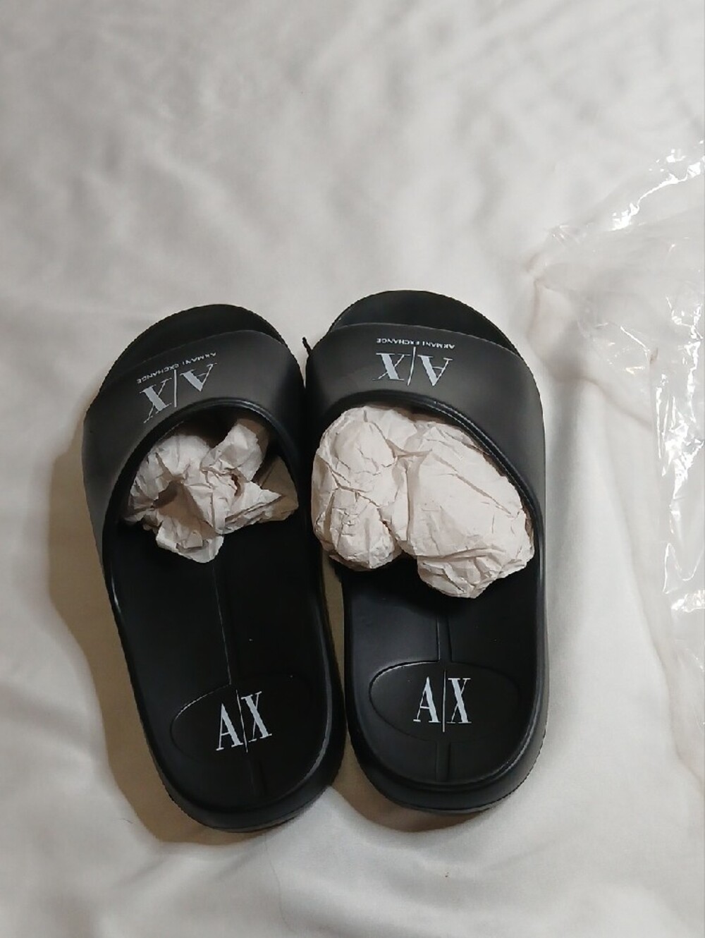 Armani Exchange Black Logo Slide Sandals - Picture 2 of 4